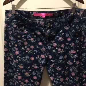 Tinseltown floral denim Jeans blue pink w/stretch ankle women’s size 13